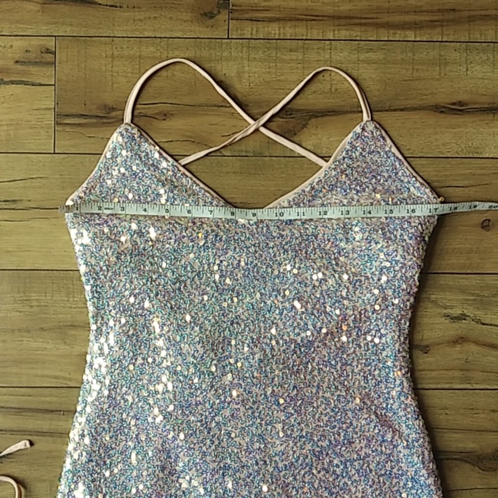 Eilly Bazar Embellished Light Pink Cocktail Mini Dress Size L - Picture 16 of 17